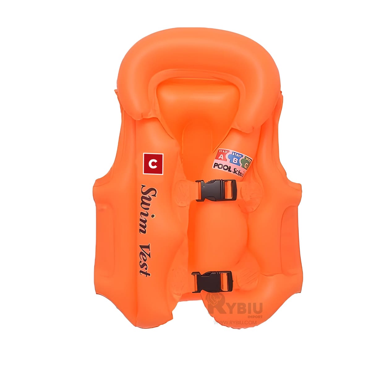 SALVAVIDAS RYBIU MG-4001A NARANJA SEGURO PISCINA + REGALO STICKERS - 2
