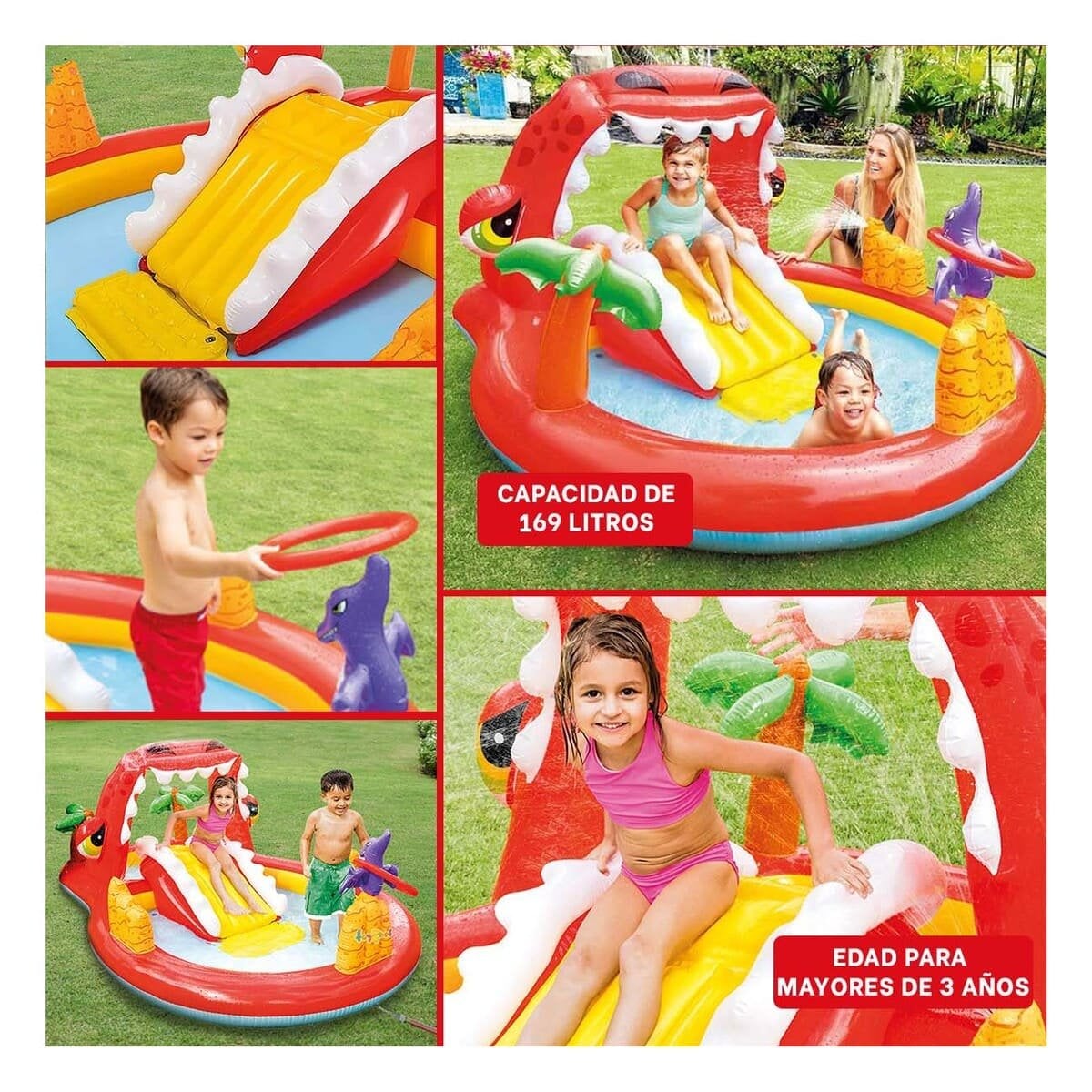 PARQUE INFLABLE HAPPY DINO MOD. 57163NP 196X170X107 CM INTEX PARA JARDÍN Y+POST IT - 1