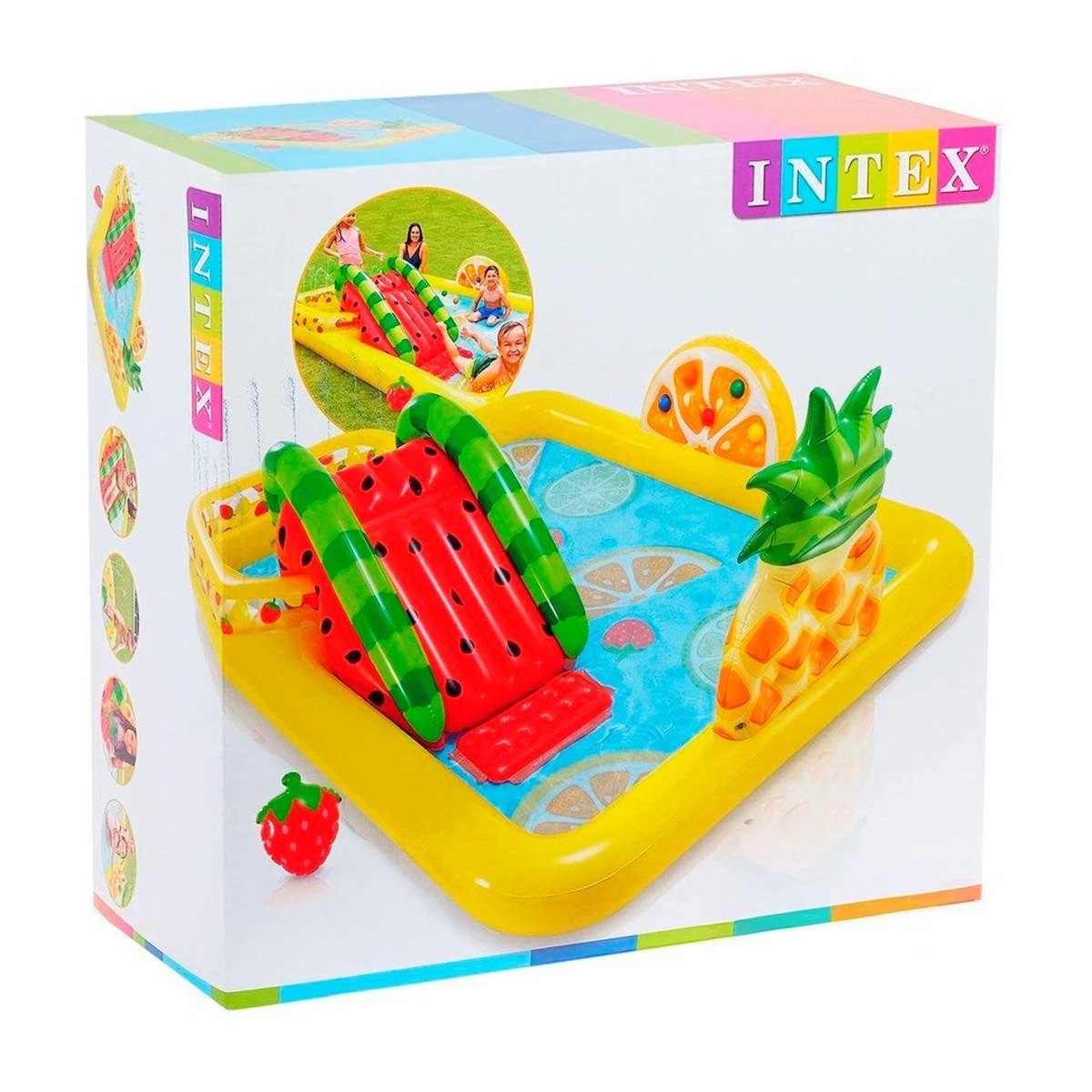 ÁREA INFLABLE FRUTAS CON TOBOGÁN MOD. 57158NP 91CM X 244CM X 91CM INTEX INFANTIL Y+LIGAS REGALO - 3