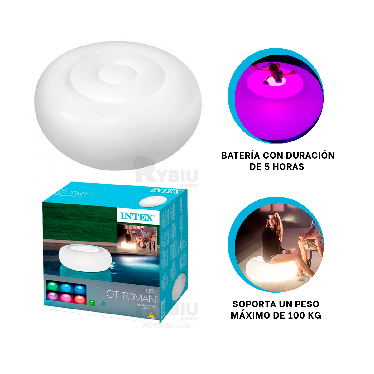 SILLON RYBIU 68697 BLANCO MULTIFUNCIONAL PARA SALA + ENVOLTORIO REGALO - 3