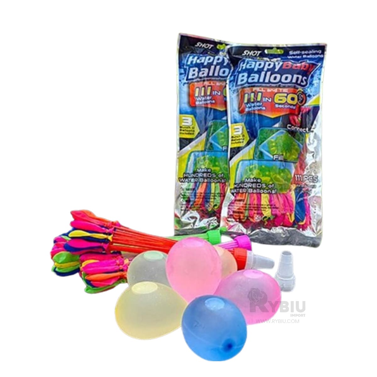 RAMILLETE DE GLOBOS MULTICOLOR SET111 Y+ENVOLTORIO DE REGALO - 1