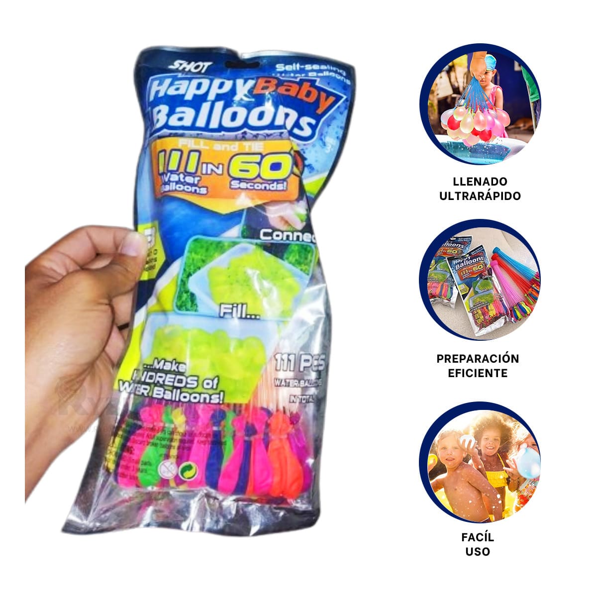 RAMILLETE DE GLOBOS MULTICOLOR SET111 Y+ENVOLTORIO DE REGALO - 2