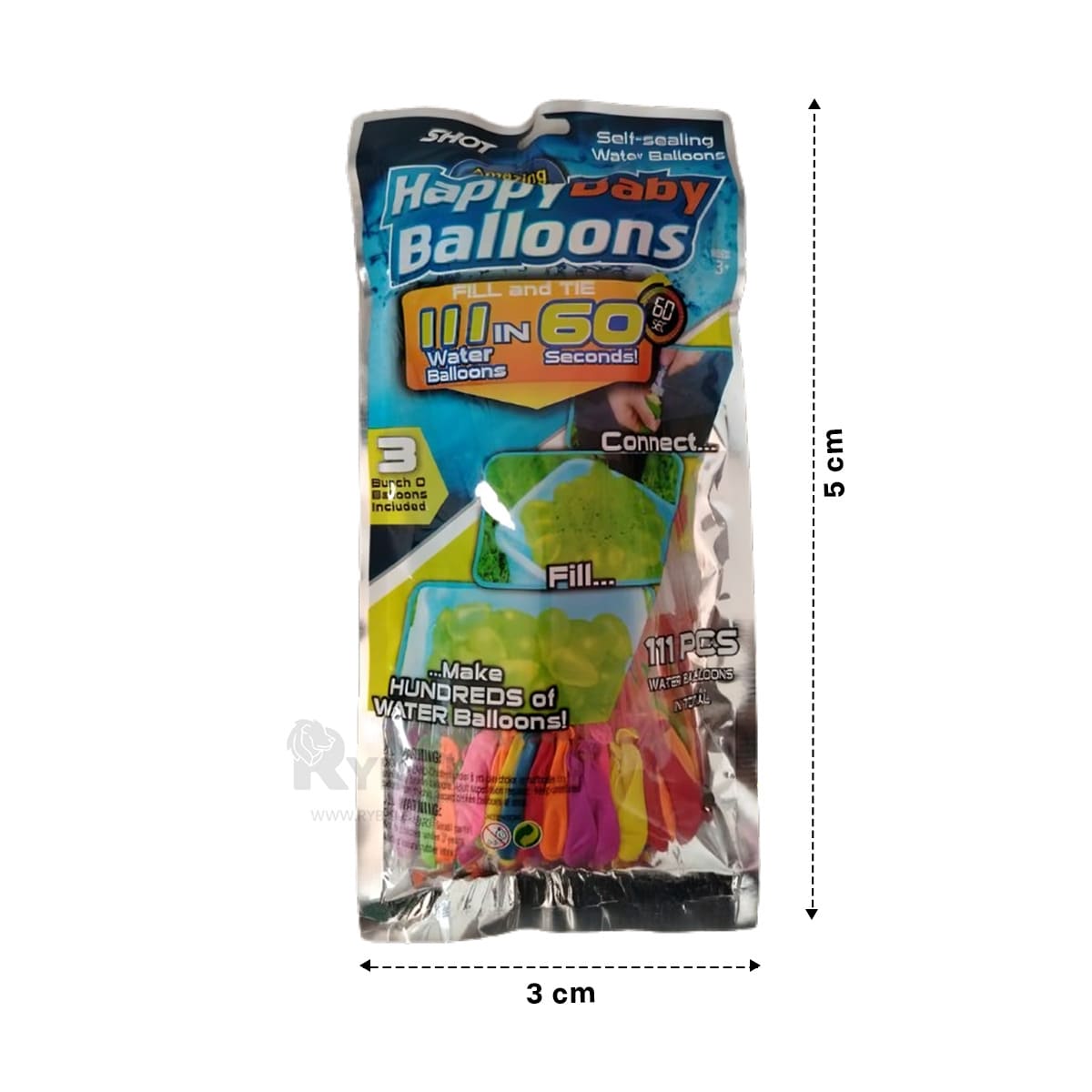 RAMILLETE DE GLOBOS MULTICOLOR SET111 Y+ENVOLTORIO DE REGALO - 5