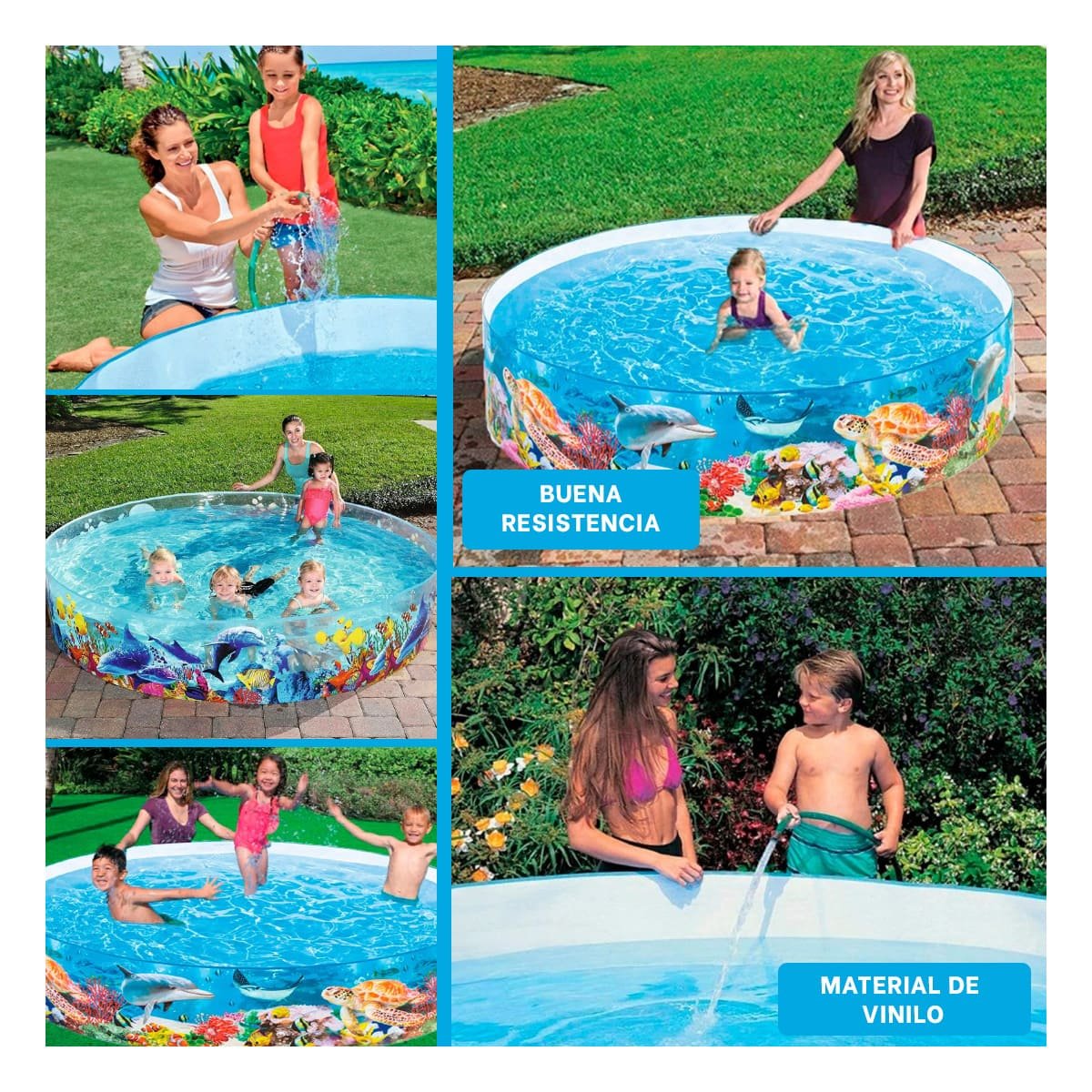 ALBERCA INFLABLE PARA JARDIN CON FIGURA DELFIN Y ESTILO VERANIEGO Y+LIGAS REGALO - 5