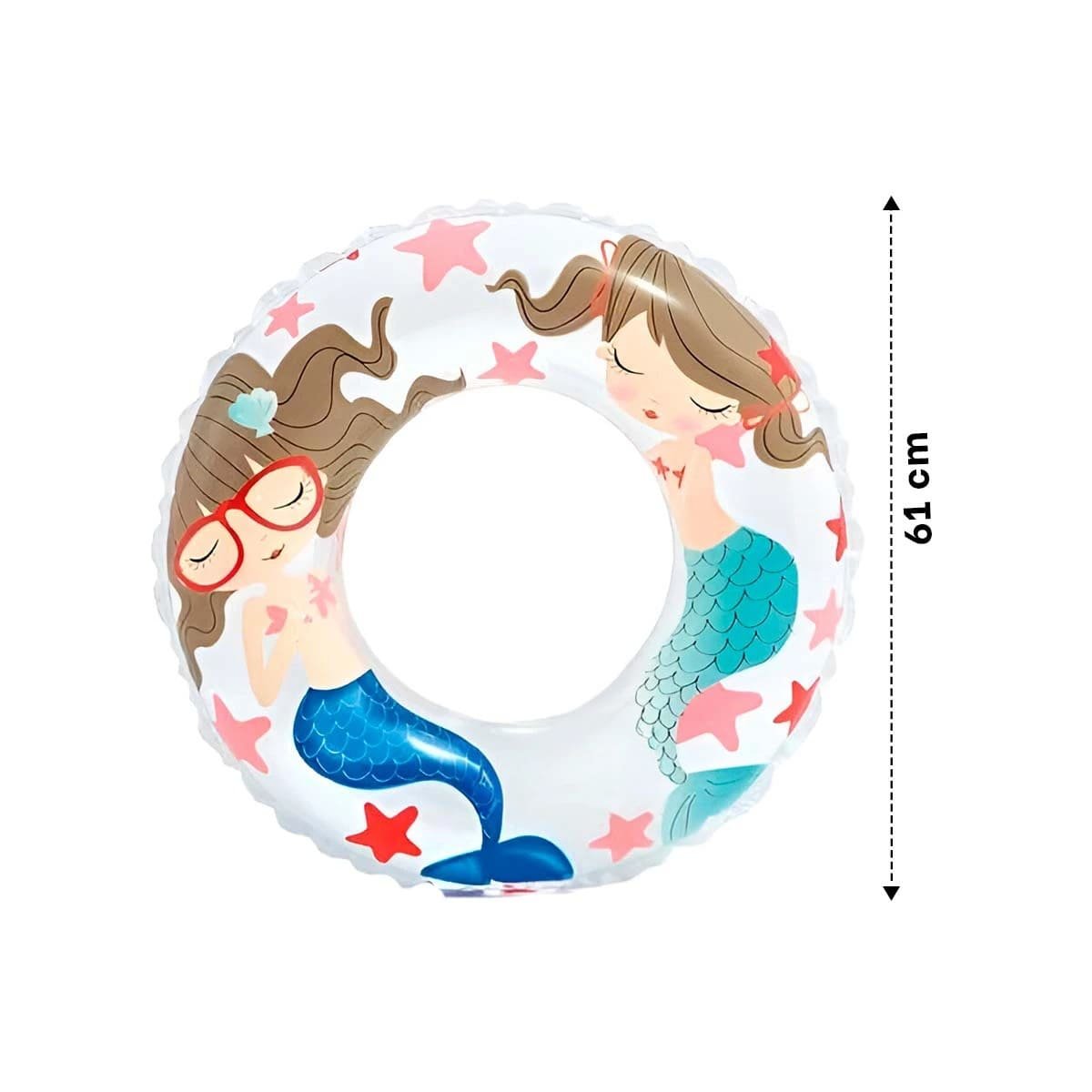 FLOTADOR CIRCULAR BLANCO DE 61 CM CON DISENO ALEGRE DE SIRENA PARA PISCINA Y+LIGAS REGALO - 4
