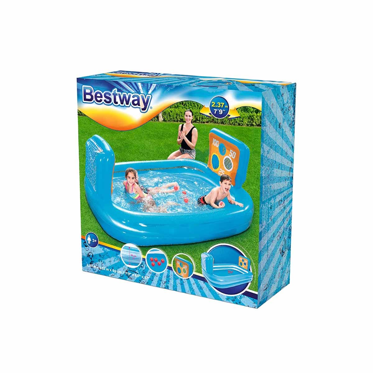 ESTANQUE INFLABLE FAMILIAR PARA PATIO CON DOS PORTERIAS Y ENTRETENIMIENTO Y+LIGAS REGALO - 3