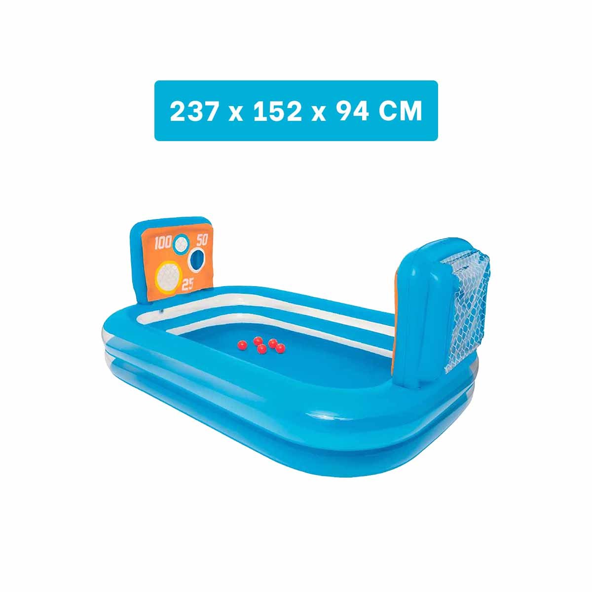 ESTANQUE INFLABLE FAMILIAR PARA PATIO CON DOS PORTERIAS Y ENTRETENIMIENTO Y+LIGAS REGALO - 4