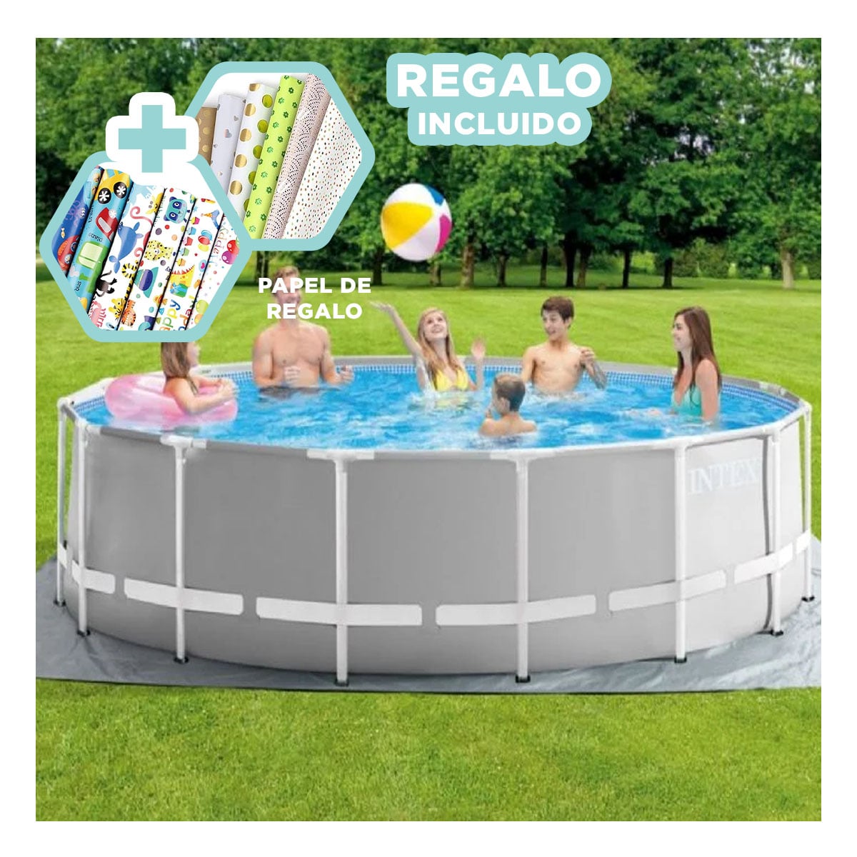 PISCINA DE FACIL ARMADO Y PLEGADO COMPACTO Y+PAPEL DE REGALO - 1