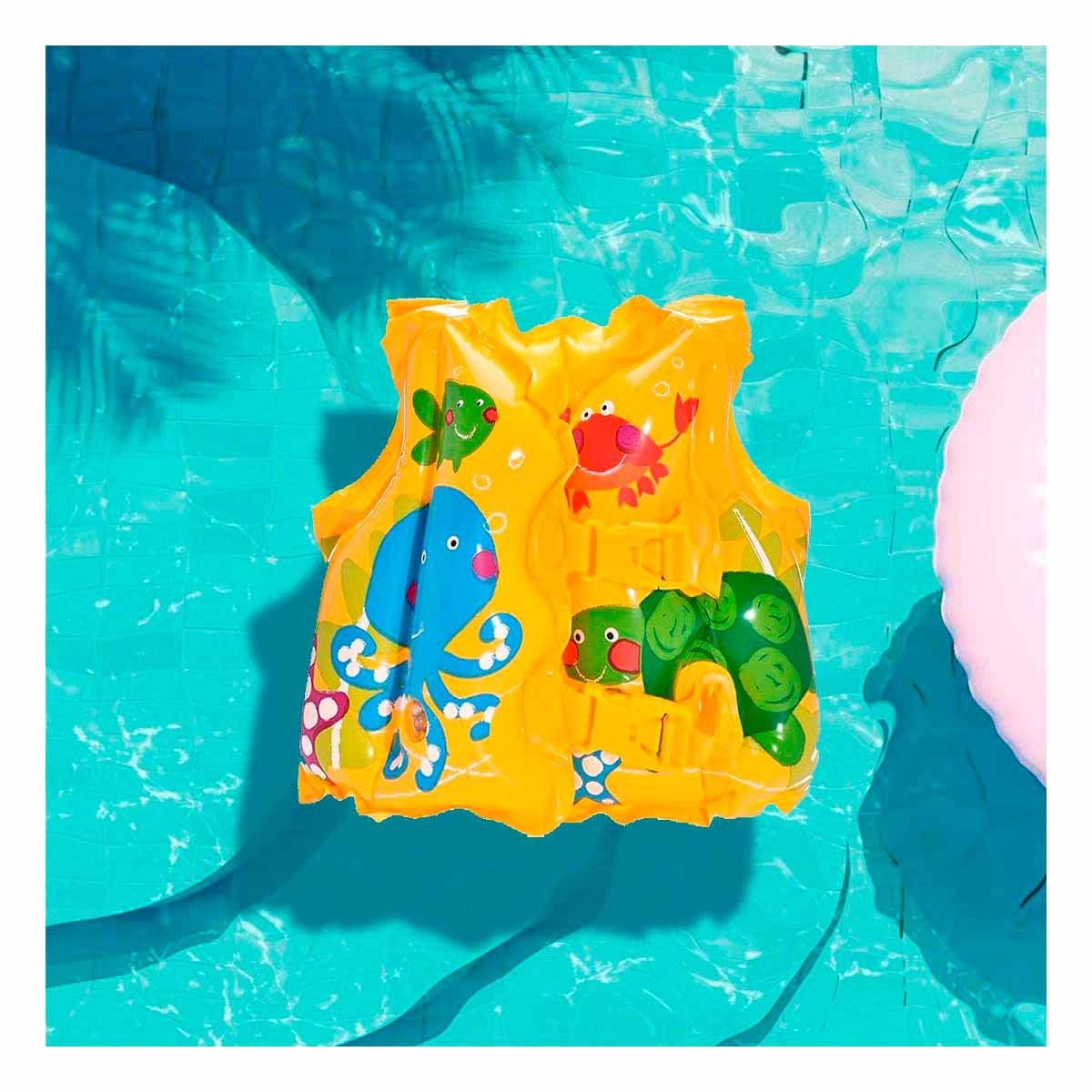 FLOTADOR DE SEGURIDAD CON DISENO TROPICAL PARA NINOS PARA DIVERSION ACUATICA Y+LIGAS REGALO - 1