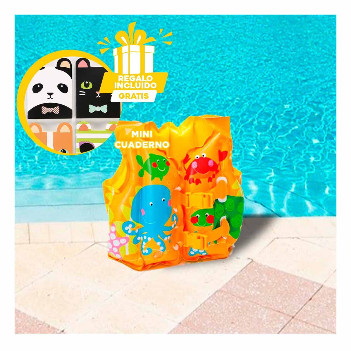 SALVAVIDAS AJUSTABLE INFANTIL EN AMARILLO Y+GIFT MINIAGENDA - 1