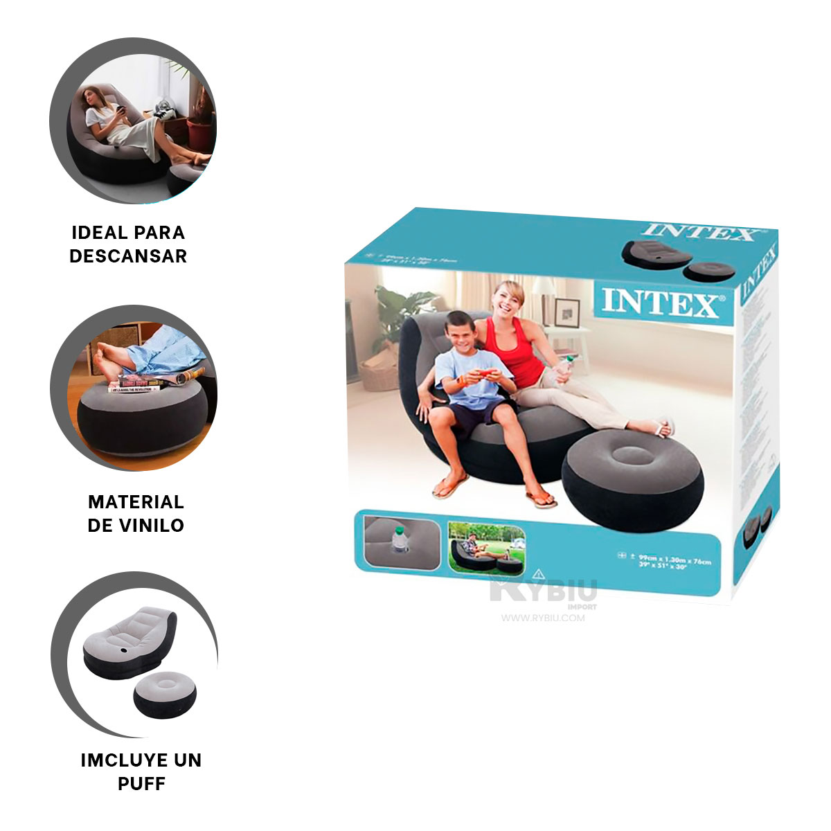 PUFF BONITO Y COMODO PARA HOGAR Y+REGALO LIGAS PARA PEINAR - 3