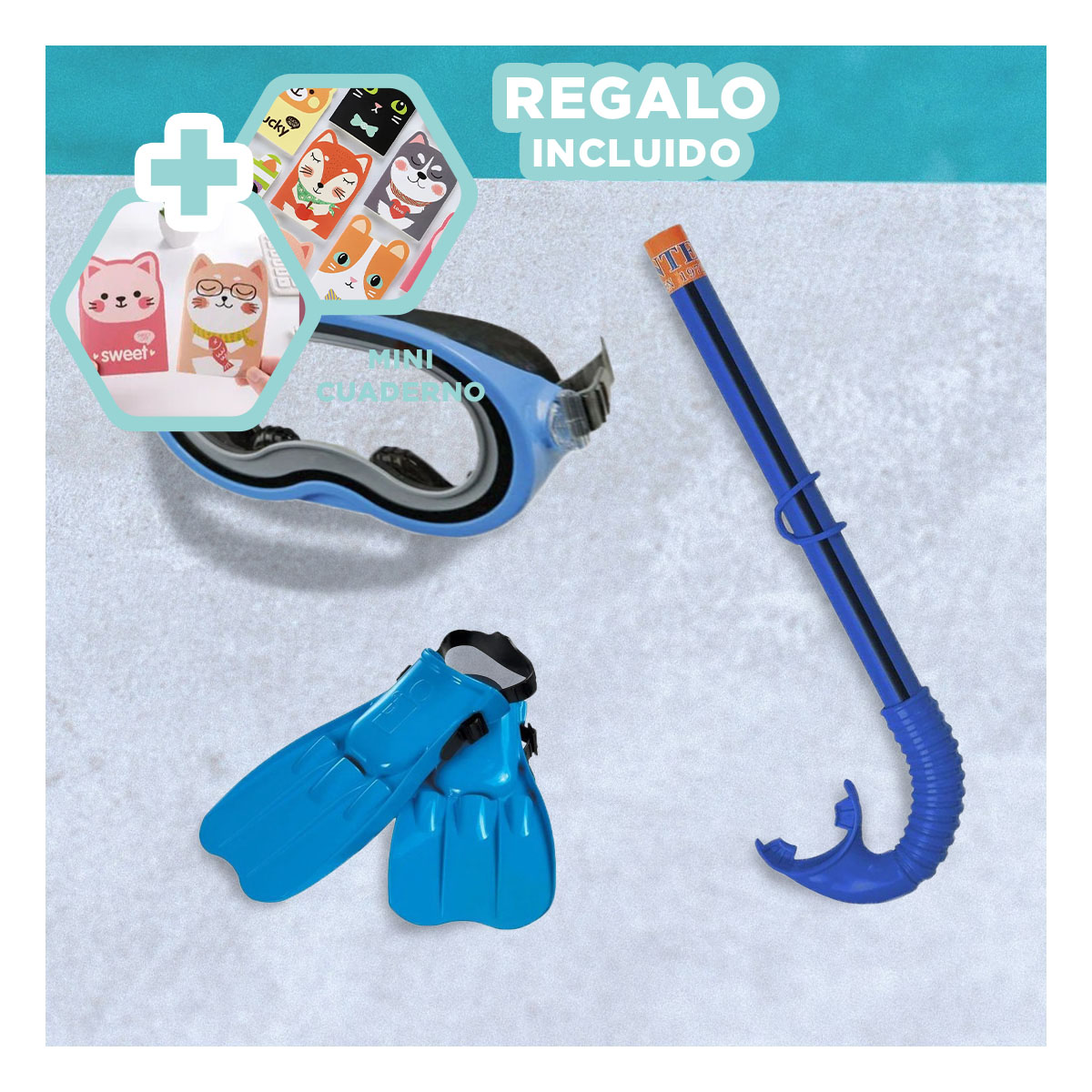 SET NATACIÓN RYBIU 55952 IMPERMEABLE NADADORES AZUL + GIFT MINIAGENDA - 1