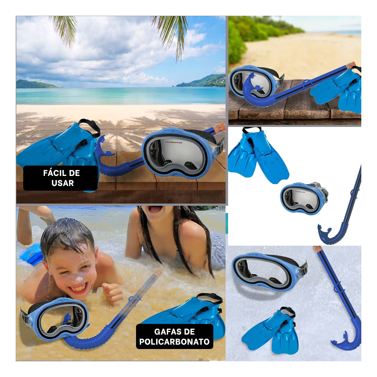 SET NATACIÓN RYBIU 55952 IMPERMEABLE NADADORES AZUL + GIFT MINIAGENDA - 2