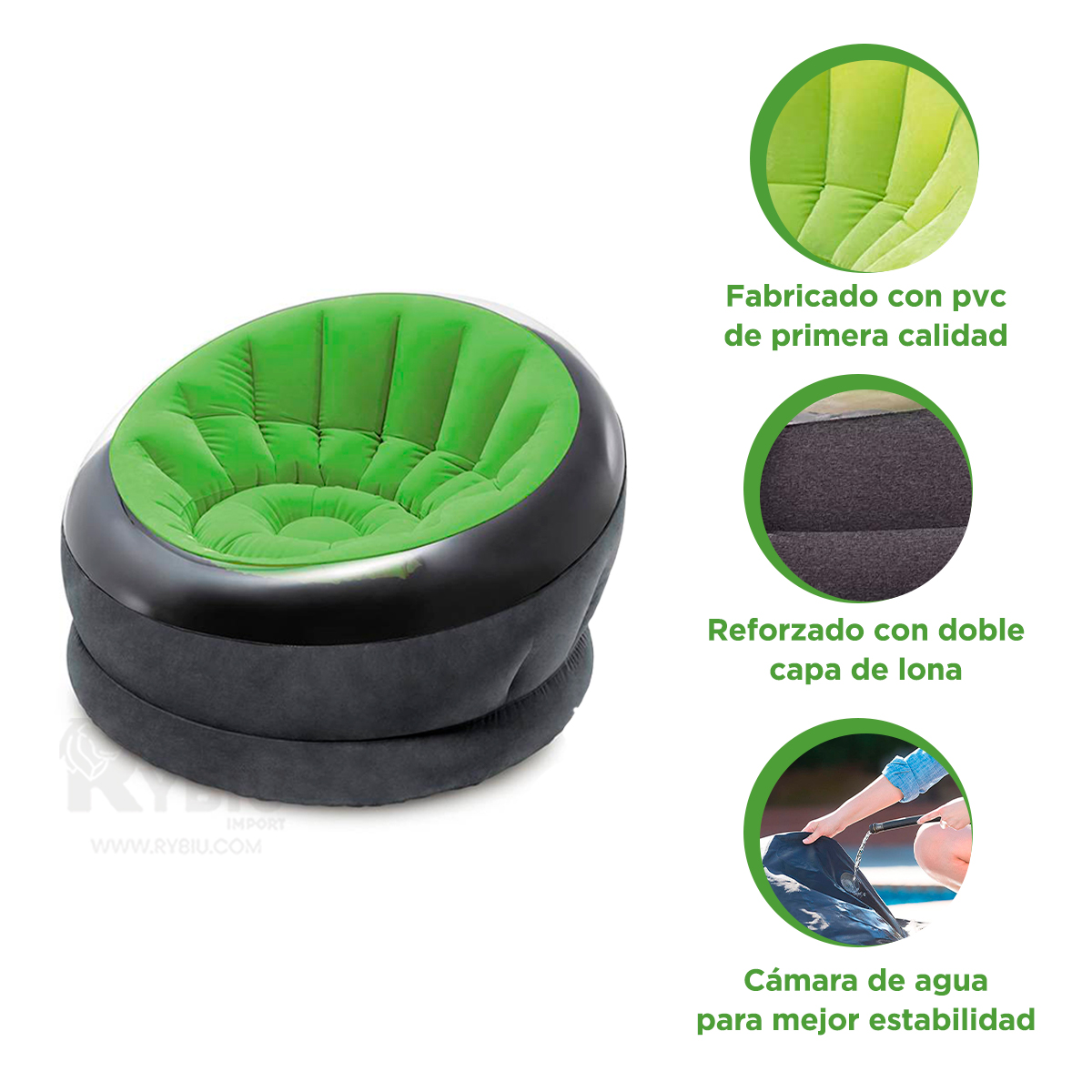 SILLON RYBIU 66581NP PRACTICO VERDE + ENVOLTORIO REGALO - 2