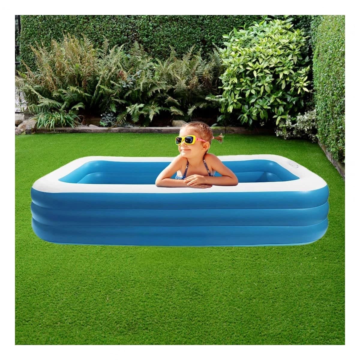 CONTENEDOR ACUATICO INFLABLE FAMILIAR PARA JARDIN Y HOGAR CON USO COMODO Y+LIGAS REGALO - 1