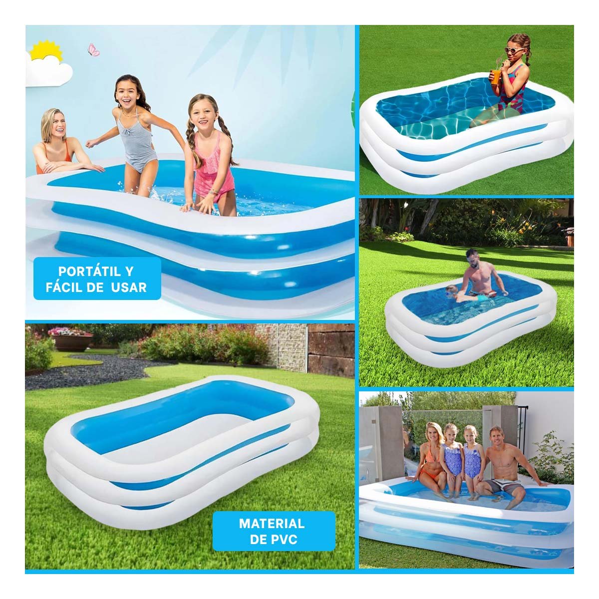PILETA INFLABLE AMPLIA PARA HOGAR Y PATIO CON DISENO PRACTICO DE VERANO Y+POST IT - 1