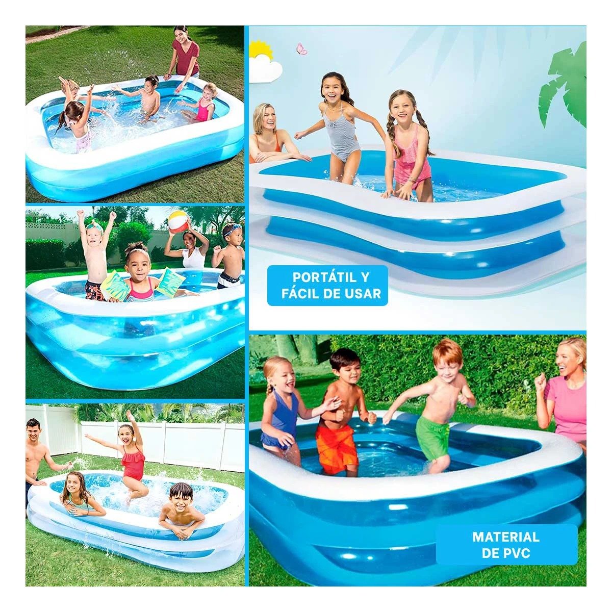 PILETA INFLABLE AMPLIA PARA HOGAR Y PATIO CON DISENO PRACTICO DE VERANO Y+POST IT - 5