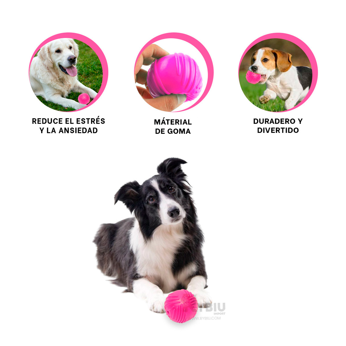 JUGUETE PERROS RYBIU DIVERTIDO DURADERO ROSADO + MINIAGENDA - 1