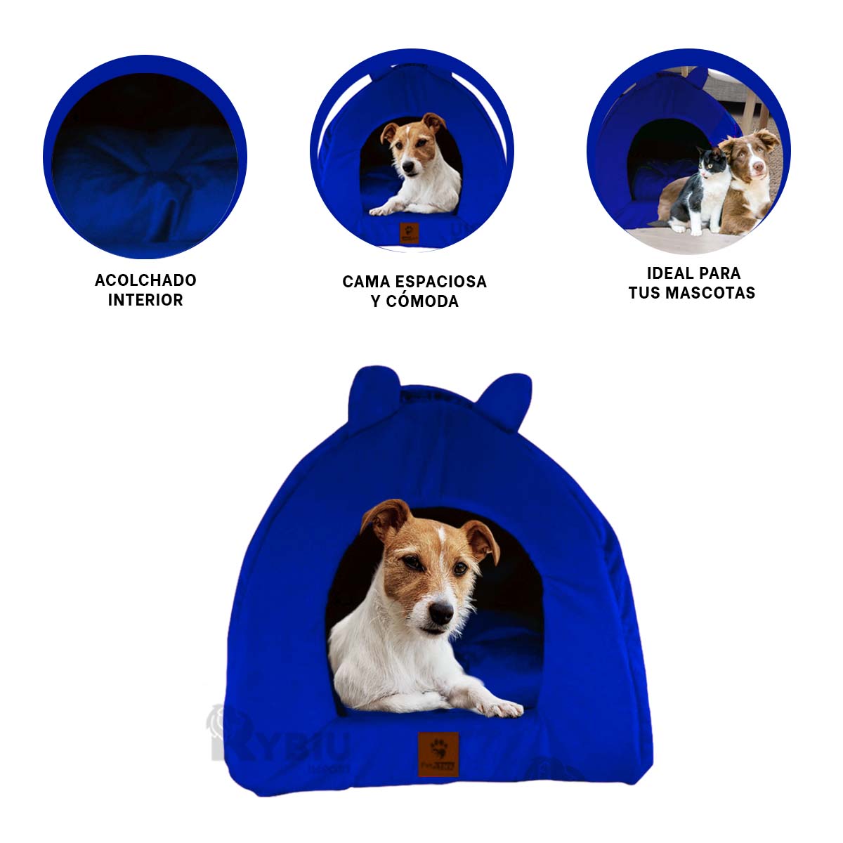 CAMA PERROS GATOS MA29091 MASCOTAS TALLA S VERDE AGUA RYBIU + PAPEL REGALO - 3