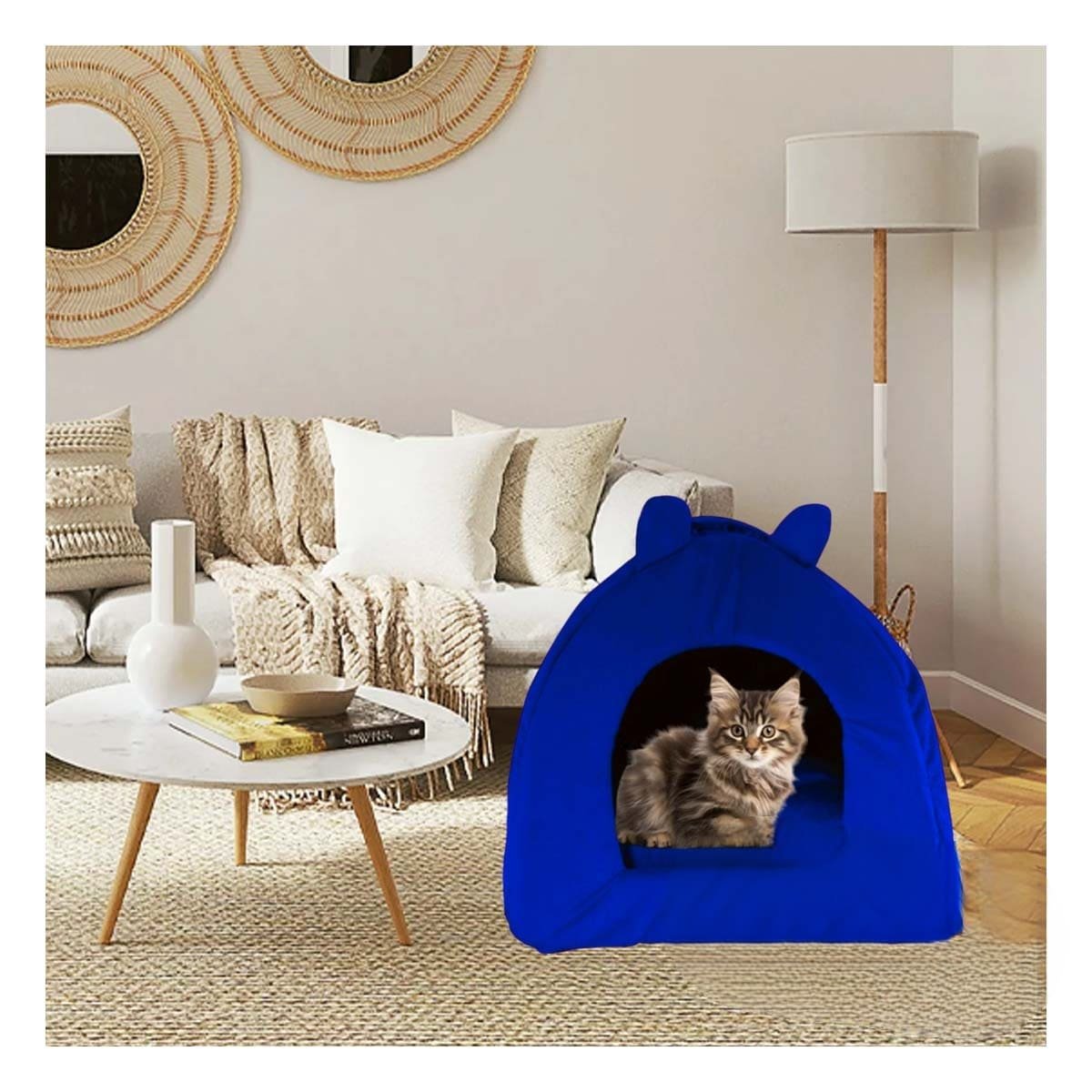 CAMA PERROS GATOS MA29091 TIPO IGLÚ ACOGEDORA MASCOTAS TALLA S VERDE AGUA RYBIU - 1