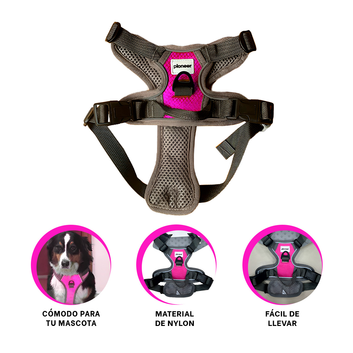 ARNÉS PERROS MA30093 RYBIU ATRACTIVA CANINOS FUCSIA + PAPEL REGALO - 1