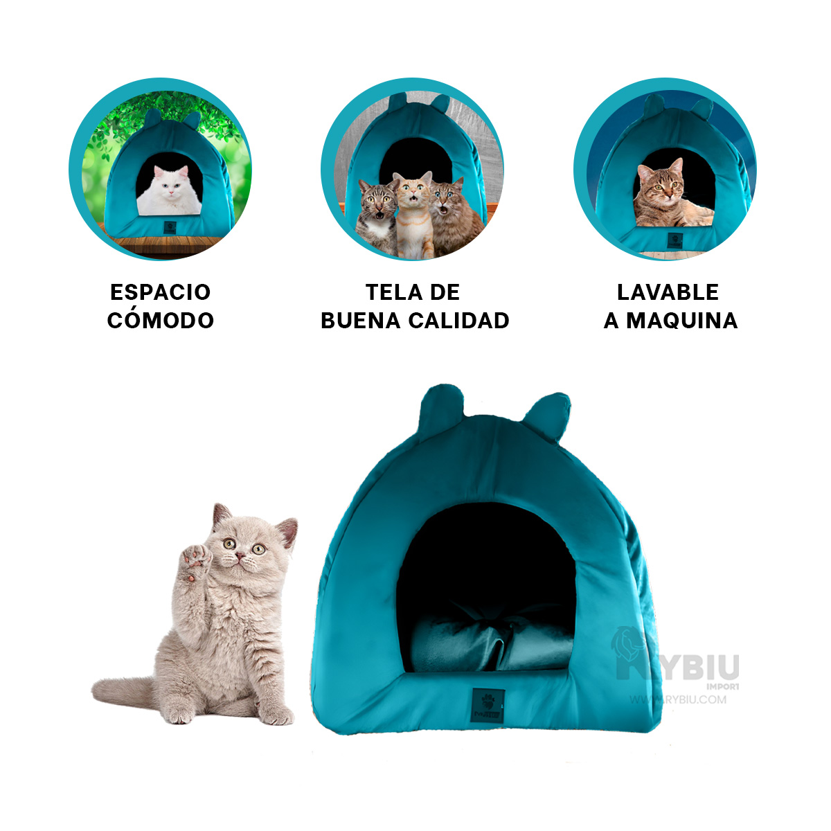 COLCHÓN MASCOTAS MA29106 RYBIU PORTATIL VERDE AGUA L + GIFT MINIAGENDA - 3