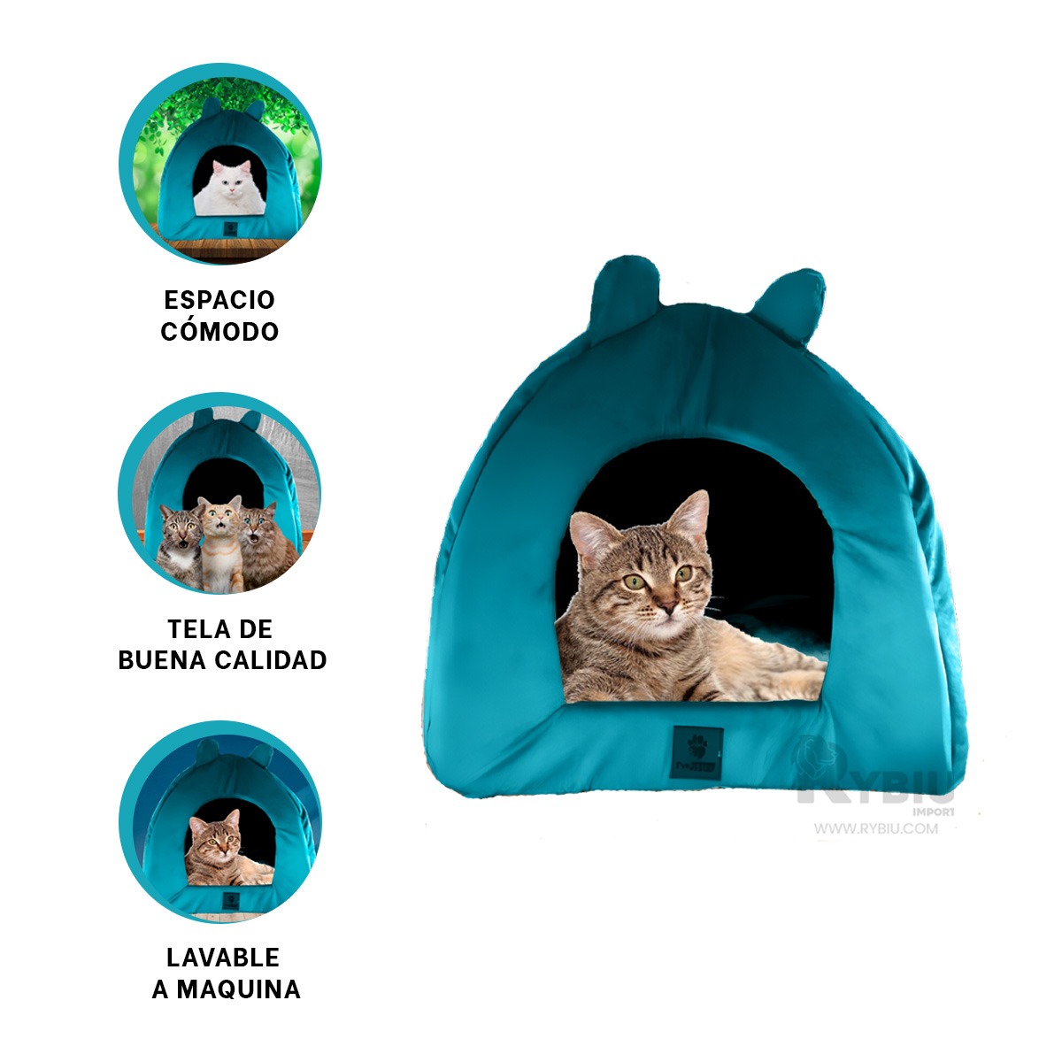 COLCHÓN PERROS MA29106 RYBIU CANINO VERDE AGUA TALLA L + ENVOLTORIO REGALO - 3