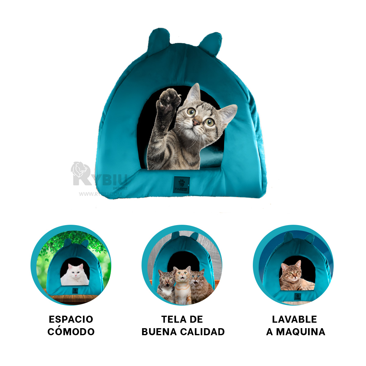 COLCHÓN MASCOTAS MA29106 RYBIU VERDE AGUA TALLA L + REGALO STICKERS - 3
