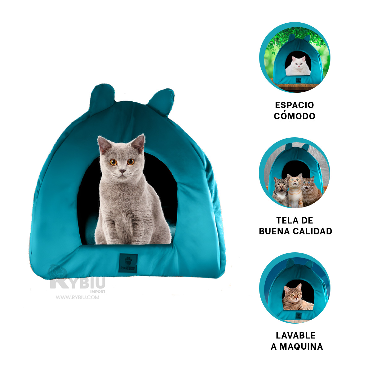 COLCHÓN PERROS Y GATOS MA29106 RYBIU EN TALLA L IGLU VERDE AGUA + PAPEL REGALO - 3