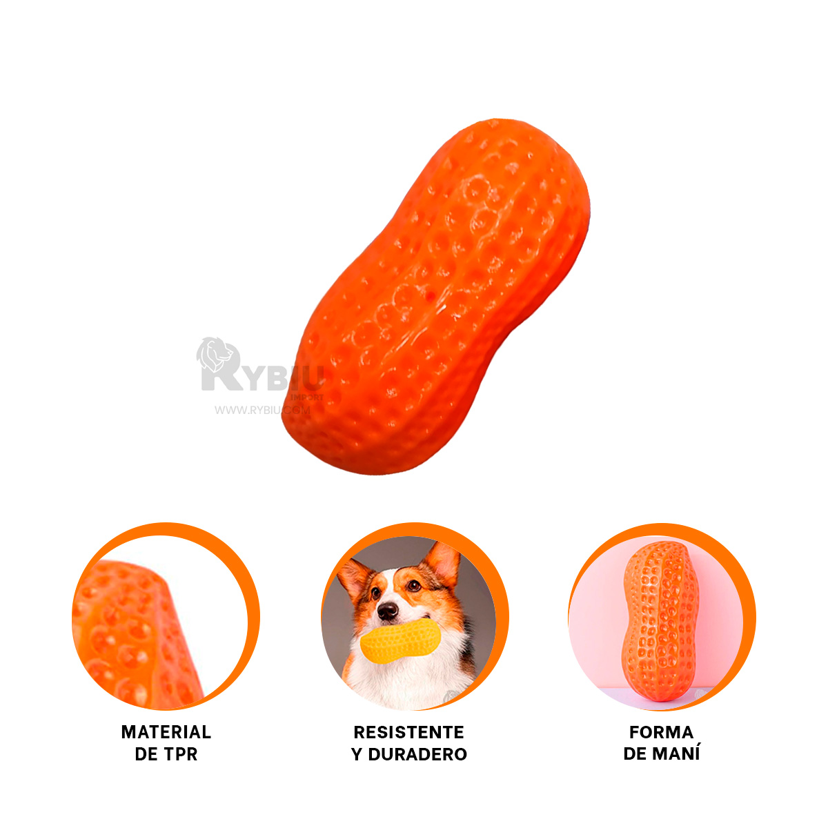 MASTICADOR PERROS RYBIU DENTAL EN NARANJA + REGALO STICKERS - 2