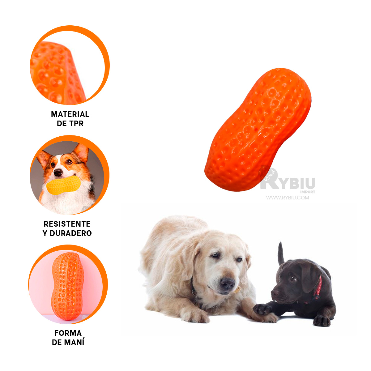 MASTICADOR PERROS RYBIU DENTAL EN NARANJA + REGALO STICKERS - 3