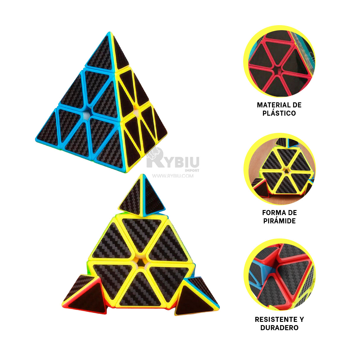 RUBIK CUBO EN NEGRO BORDE MULTICOLOR Y+ENVOLTORIO DE REGALO - 3