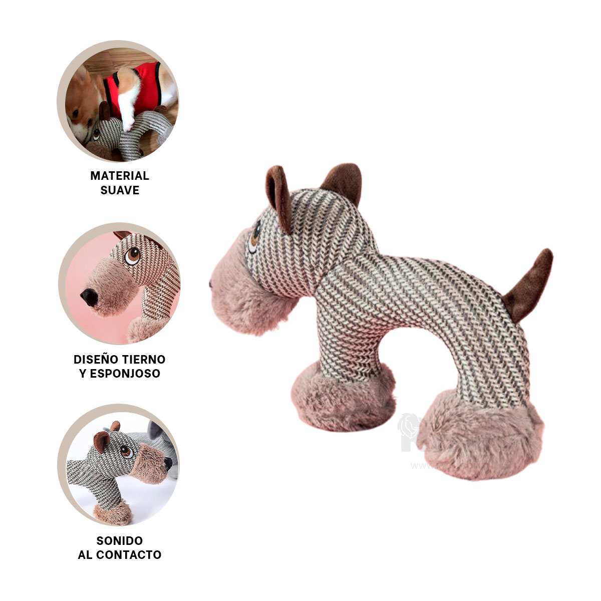 JUGUETE PERROS RYBIU FELPA CON EFECTO BEIGE Y MARRON + REGALO STICKERS - 1