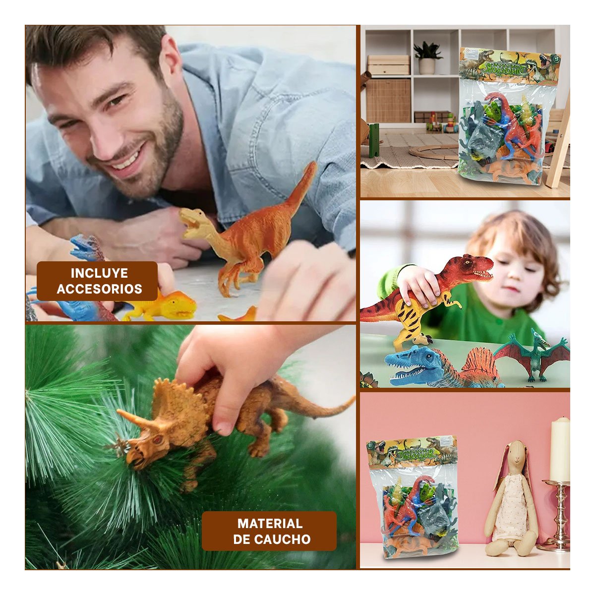 PAQUETE DE DINOSAURIOS MIXTO CON ACCESORIOS PARA JUEGO EN CASA YSTICKY - 5
