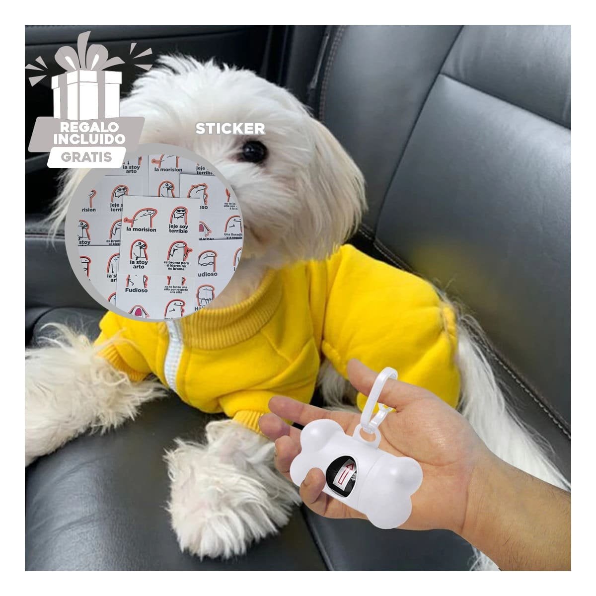 DISPENSADOR DE BOLSAS BLANCO PARA PASEOS CON MASCOTA DISENO COMPACTO Y+REGALO STICKER - 1