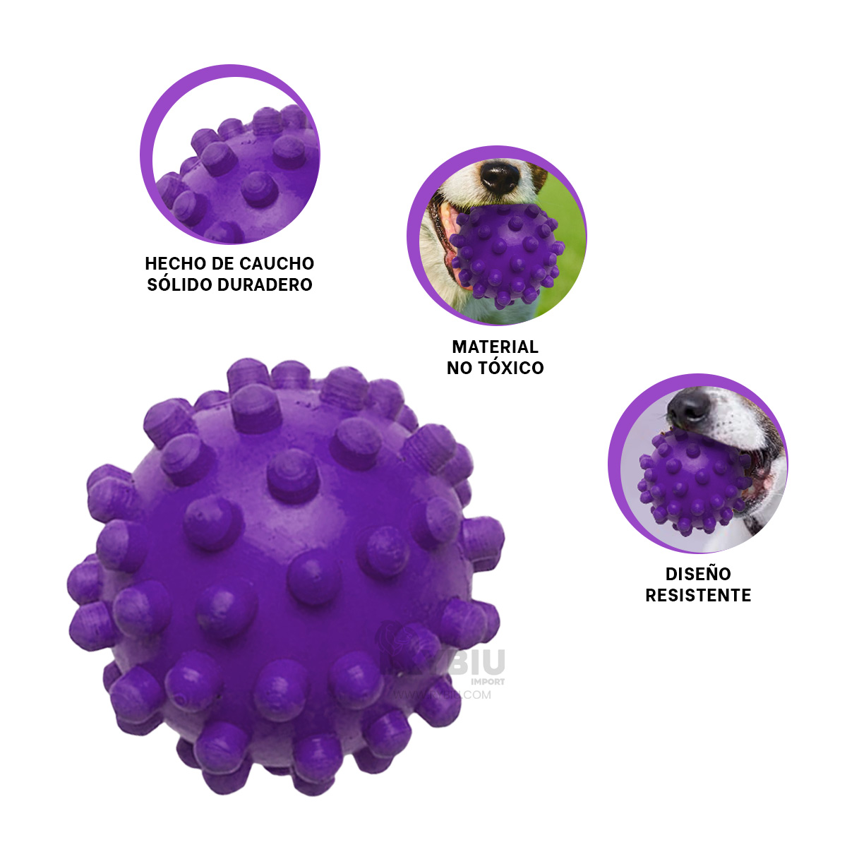 BALON PERROS RYBIU ANTIESTRES MORADO + BANDERITAS ADHESIVAS - 4