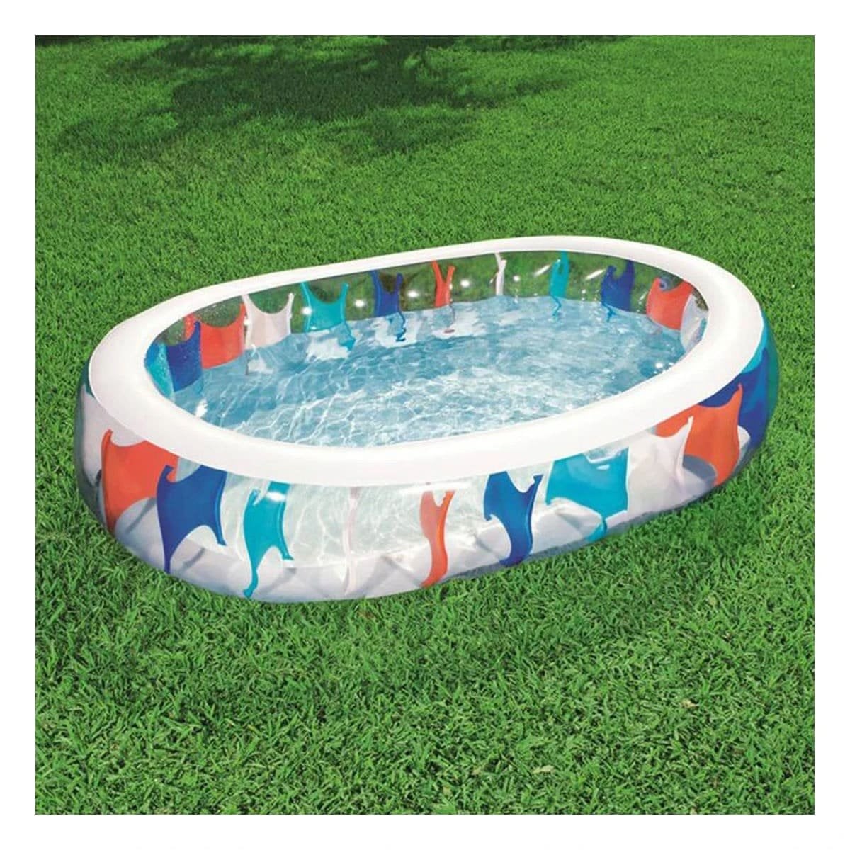 PILETA VERANO ELIPTICA INFLABLE PARA HOGAR CON ESPACIO AMPLIO Y+LIGAS REGALO - 2
