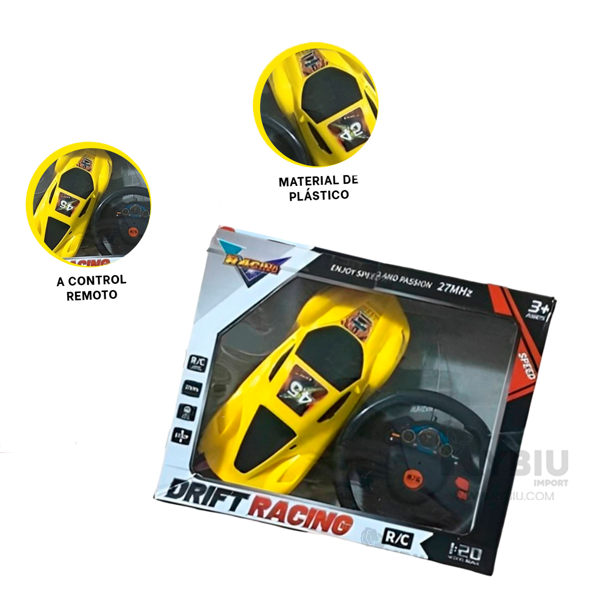 AUTO FACIL USO PARA NIÑOS AMARILLO Y+ENVOLTORIO DE REGALO - 2