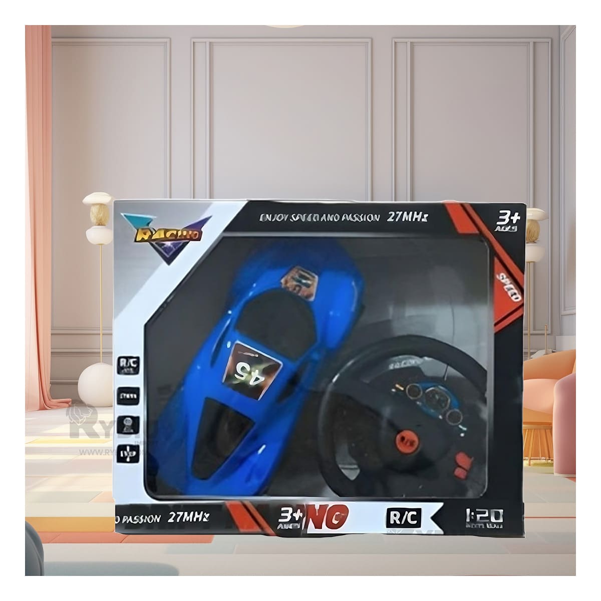 CARRO INTERACTIVO PARA DIVERSION AZUL Y+BANDERITAS ADHESIVAS - 2