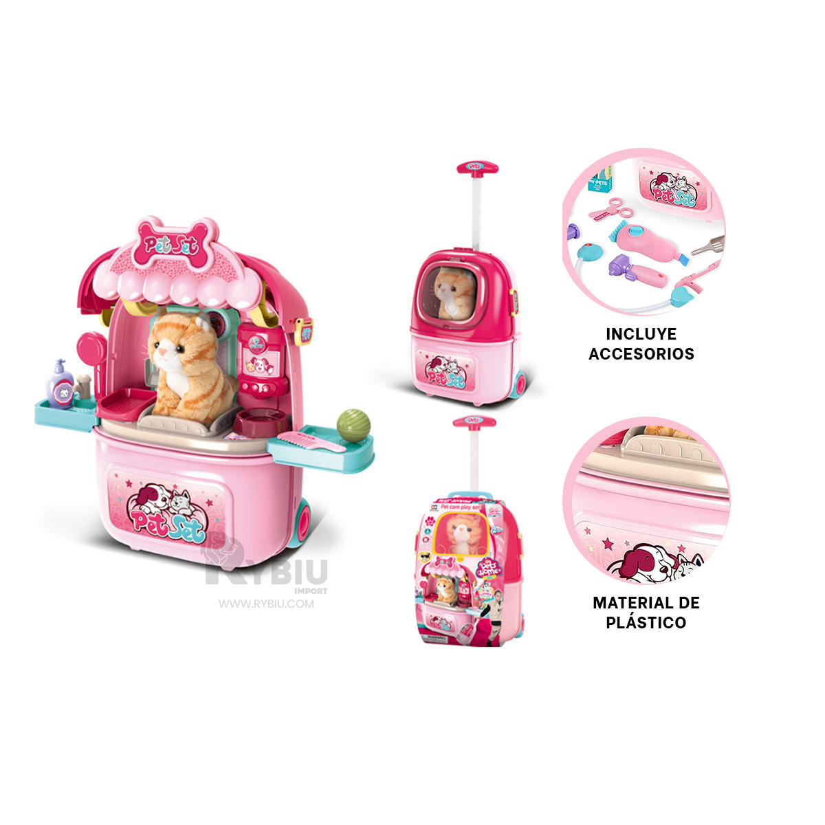 MALETA VERSATIL VET COLOR ROSADO Y+BANDERITAS ADHESIVAS - 3