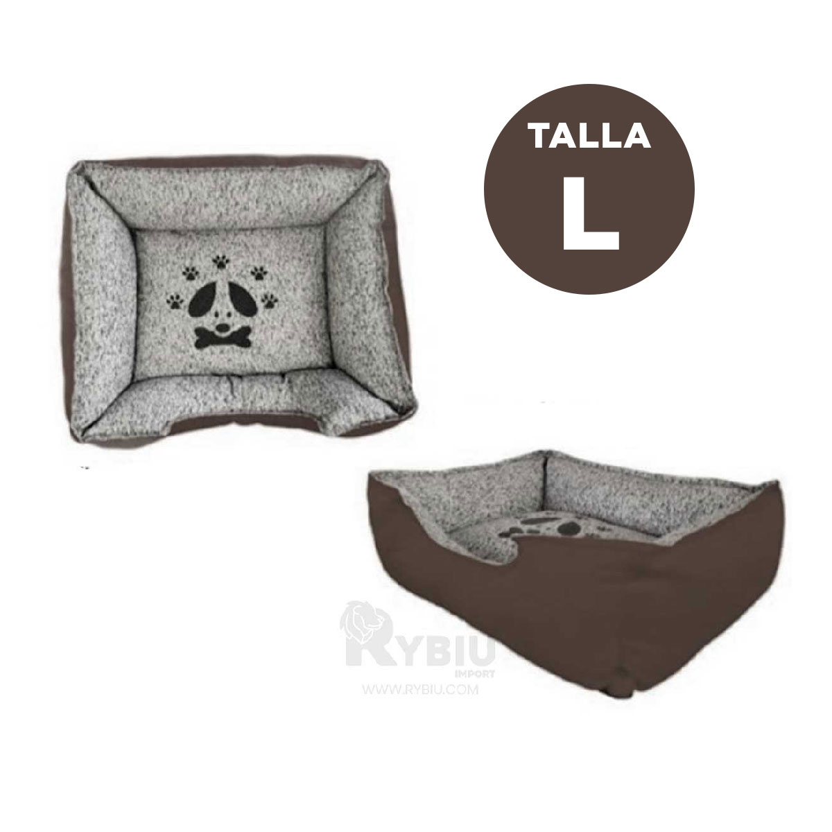 CAMA PERROS MA31029 BASE COMODA DORMIR TALLA L MARRON RYBIU + BANDERITAS ADHESIVAS - 4