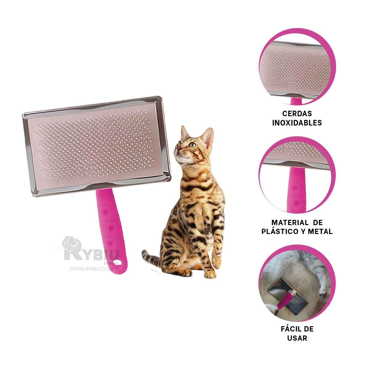 PEINETA PERROS Y GATOS RYBIU EN TALLA XL FUCSIA + BANDERITAS ADHESIVAS - 3