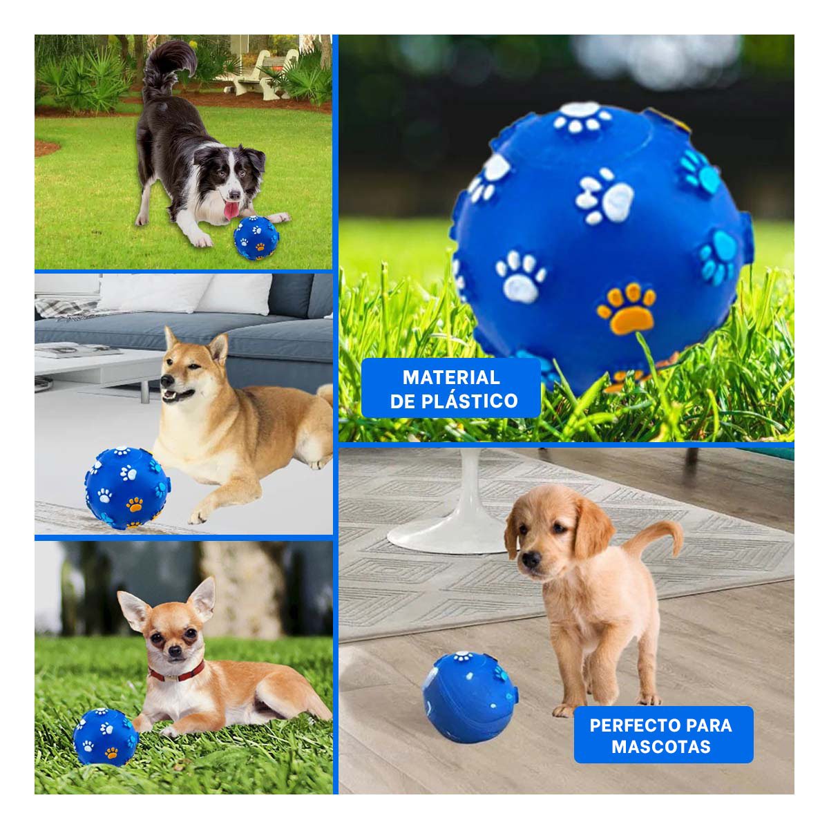JUGUETE PERROS RYBIU ESFERICO EN AZUL TALLA L + POST-IT ADHESIVOS - 5
