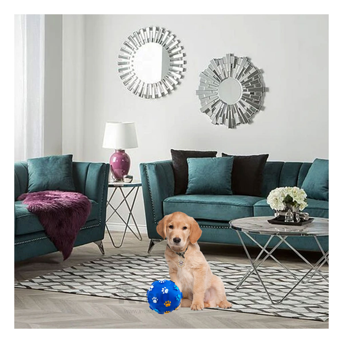 BOLA MASCOTAS RYBIU SUAVE AZUL TALLA L + MINIAGENDA - 1