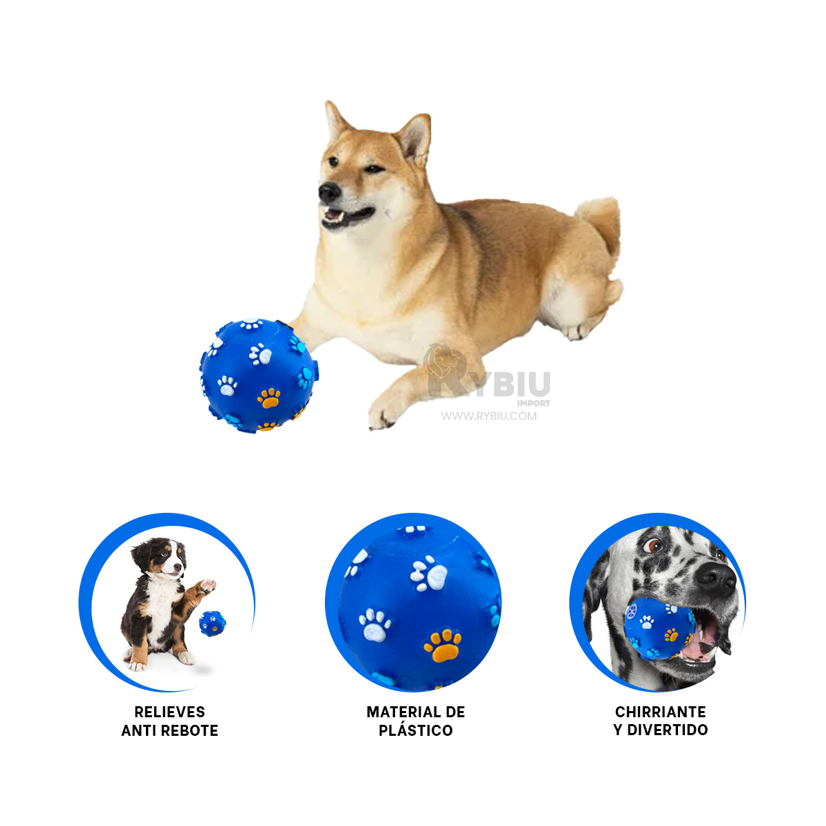BOLA MASCOTAS RYBIU SUAVE AZUL TALLA L + MINIAGENDA - 4