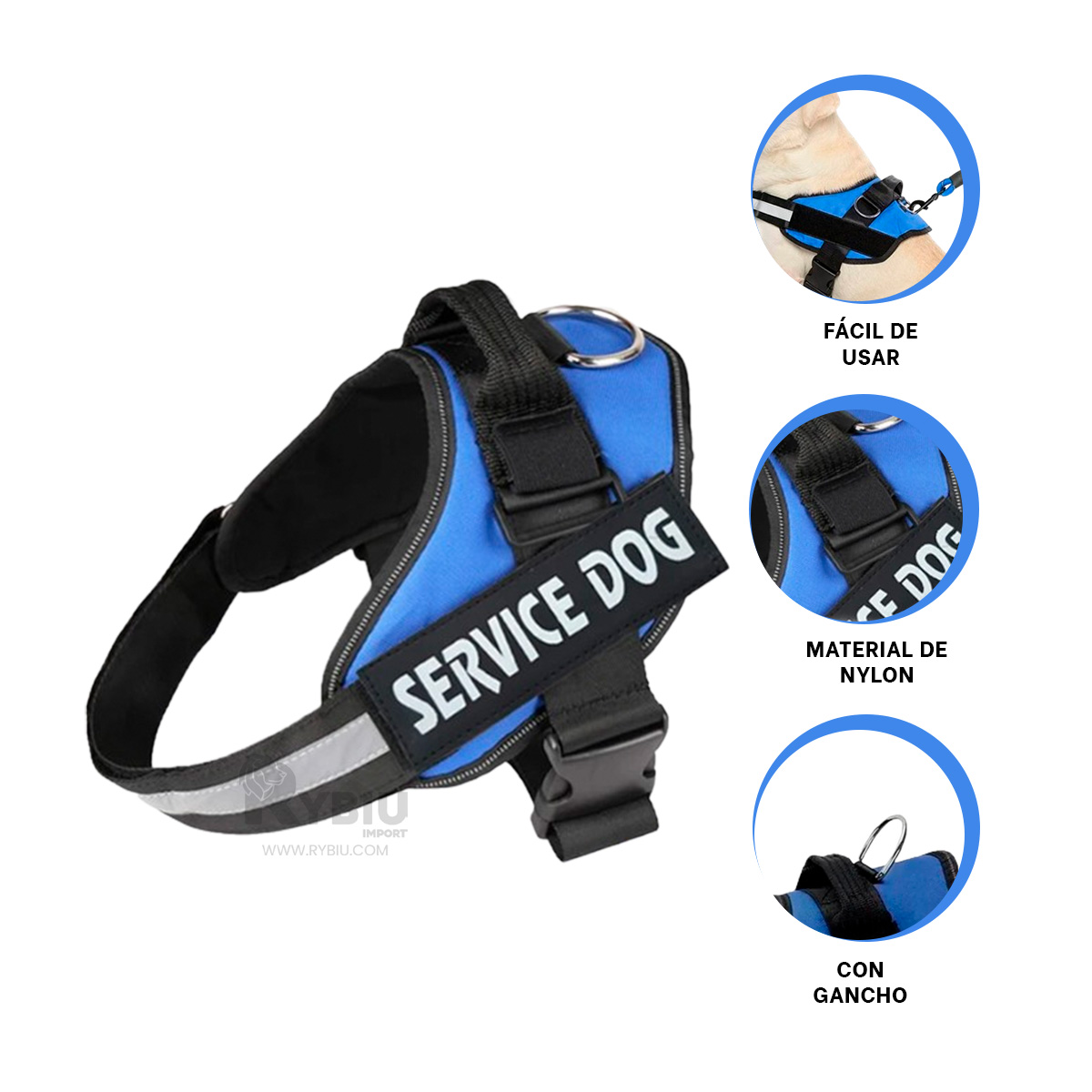 CORREA PERROS MA30978 RYBIU FACIL COLOCAR TALLA XL AZUL + REGALO STICKERS - 4