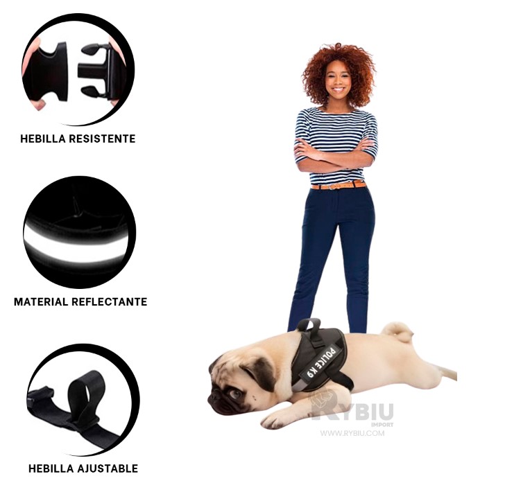CORREA PERROS MA30980 RYBIU DISEÑO ERGONOMICO TALLA XL NEGRO + REGALO AGENDITA - 4