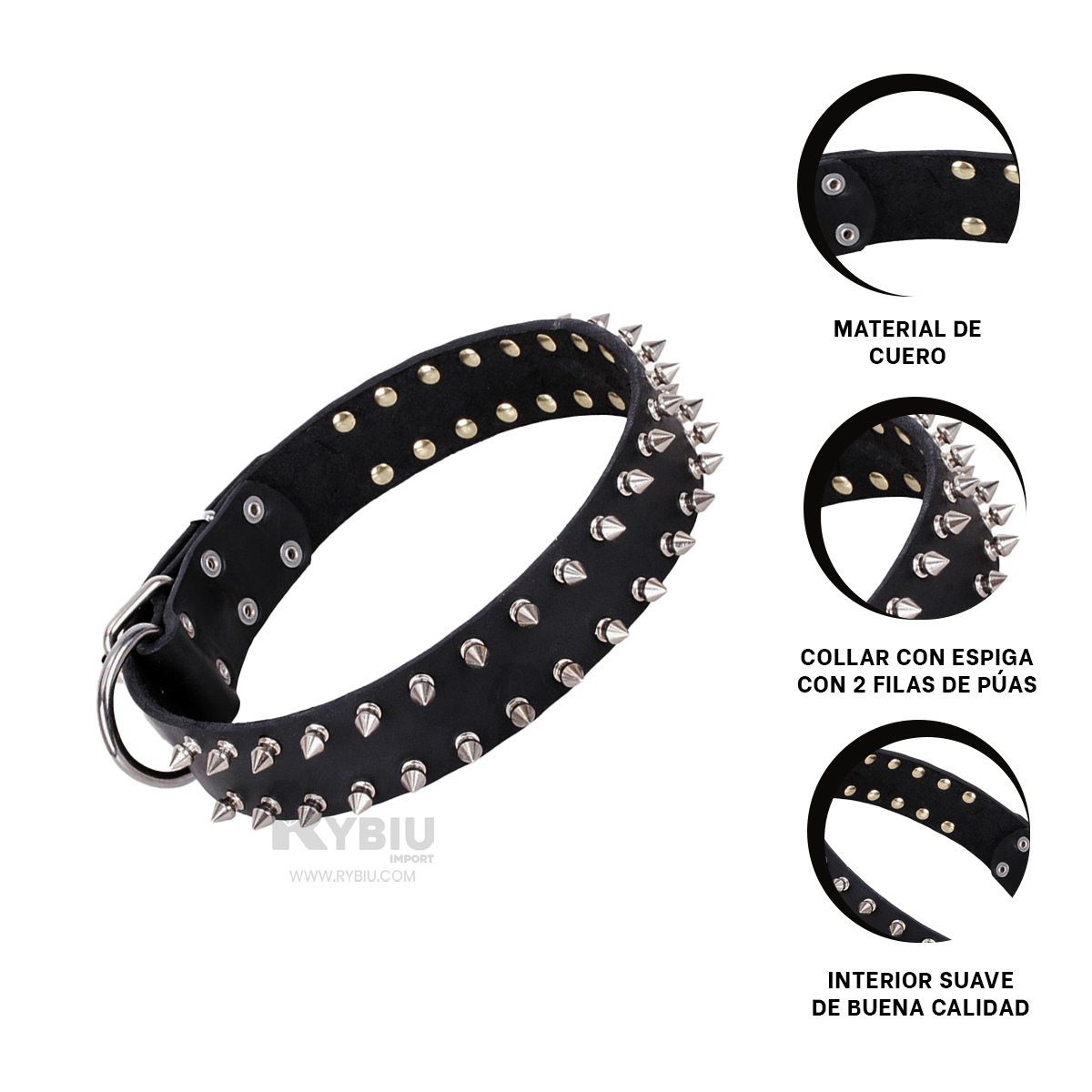CADENA PERROS MA31059 RYBIU FACIL PET NEGRO TALLA XL + REGALO LIGAS PEINAR - 3