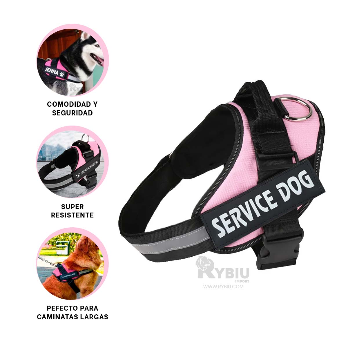 ARNÉS PERROS MA30988 RYBIU PET COMODO Y AJUSTABLE XXL EN ROSADO + GIFT MINIAGENDA - 4