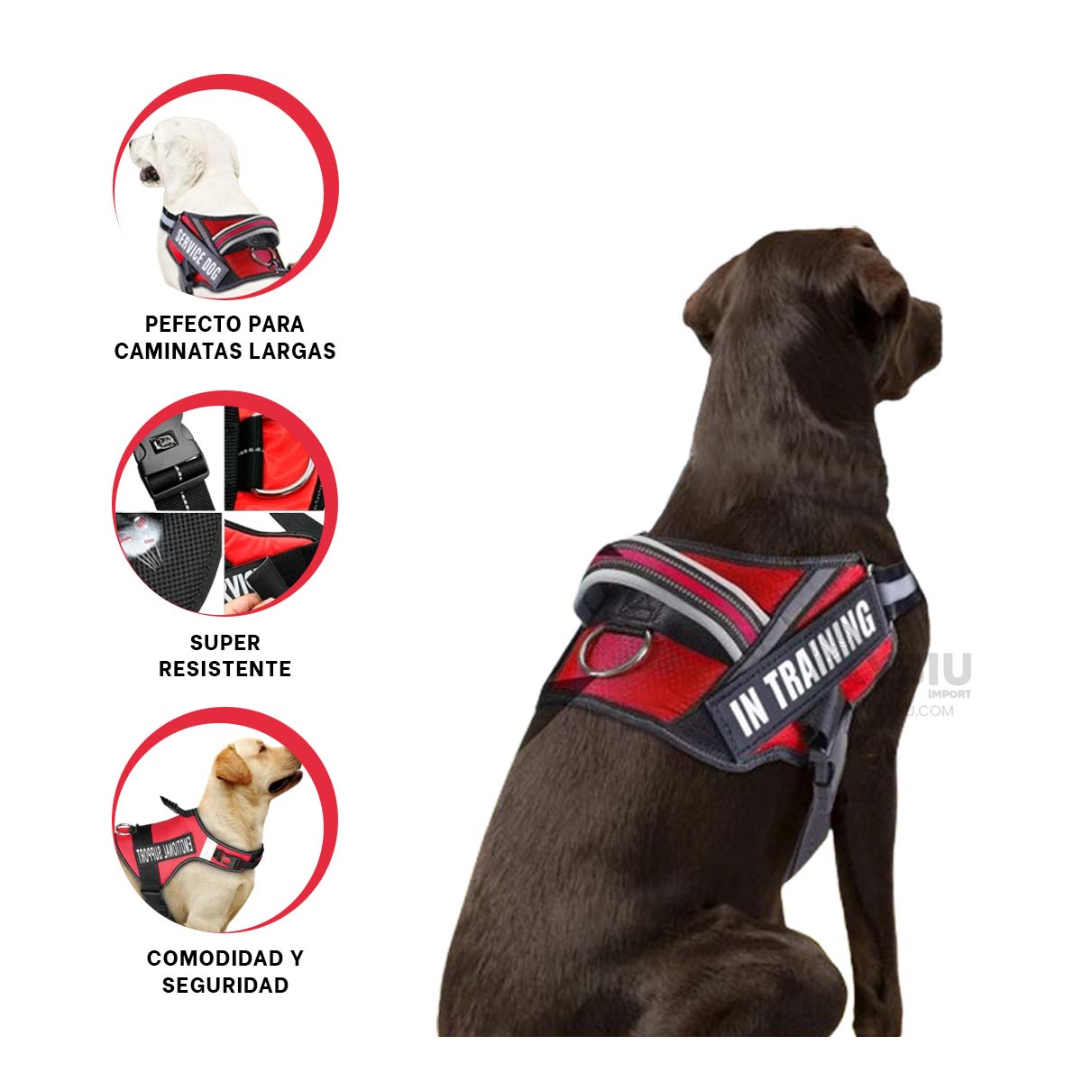 ARNÉS PERROS MA30990 RYBIU SEGURIDAD SIN TIRONES XXL EN ROJO + REGALO AGENDITA - 4